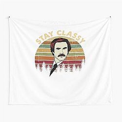 Ron Burgundy Stay Classy Vintage Anchorman Tapestry