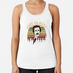 Ron Burgundy Stay Classy Vintage Anchorman Racerback Tank Top