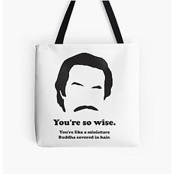 Ron Burgundy Miniture Buddha All Over Print Tote Bag