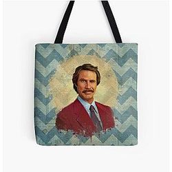 Ron Burgundy All Over Print Tote Bag