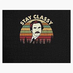 Ron Burgundy Stay Classy Vintage Anchorman Inspired Movie Jigsaw Puzzle