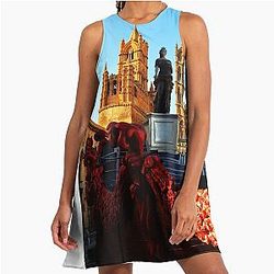 Palermo Cathedral with Santa Rosalia Sicily Italy A-line dress