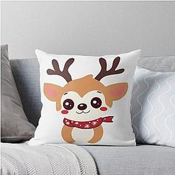 Baby Rudolph is a cute animal character for winter days Throw Pillow