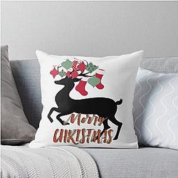 Merry Christmas Rudolph Pillow