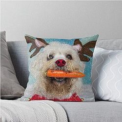 Rudolph Dandie Dinmont Terrier Christmas Throw Pillow