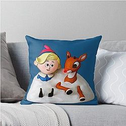 Hermey and Rudolph in the Snow Throw Pillow