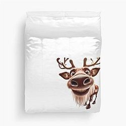 Happy Christmas Rudolph Reindeer with big eyes Duvet Cover
