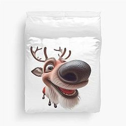 Happy Cute Christmas Rudolph Reindeer Duvet Cover