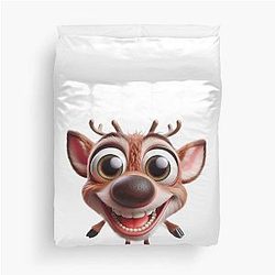 Happy Christmas Rudolph reindeer Duvet Cover with big eyes