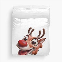 Happy Cute Christmas Rudolph Reindeer Duvet Cover