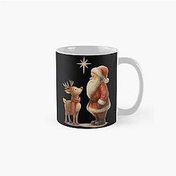 Classic Christmas Santa and Rudolph Cute Reindeer Vintage Mug