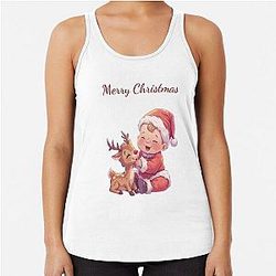 Baby Santa and Rudolph Racerback Tank Top
