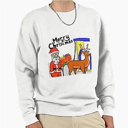 Santa fueling up Rudolph Pullover Sweatshirt