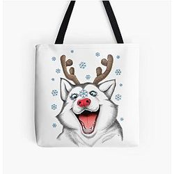 Husky Rudolph Tote Bag