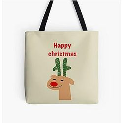 Rudolph Waiting for Christmas All Over Print Tote Bag