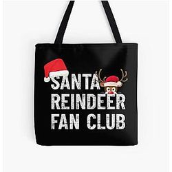 Santa Claus Reindeer Fan Club All Over Print Tote Bag