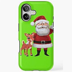Retro Rudolph and Santa iPhone Tough Case