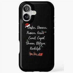 Dasher, Prancer, Vexis, Comet, Cupid, Donner, Blitzen and Rudolph Christmas Design iPhone Tough Case