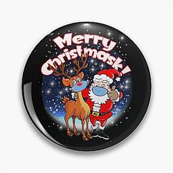 Santa and Rudolph wish everyone a Merry Christmas Pin