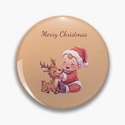 Baby Santa and Rudolph Pin