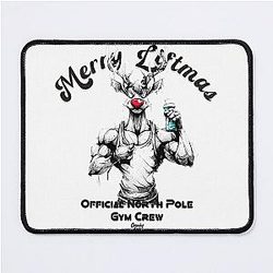 Merry Christmas Shredded Rudolph Gym Design Mouse Pad