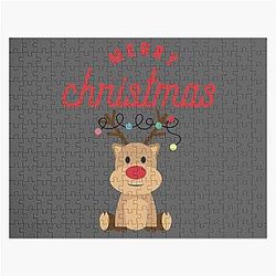 Merry Christmas Reindeer Classic Rudolph Jigsaw Puzzle