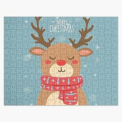 Merry Christmas Rudolph Reindeer Jigsaw Puzzle