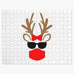 Funny Rudolph the Reindeer in Face Mask and Sunglasses Christmas Jigsaw Puzzle 2020