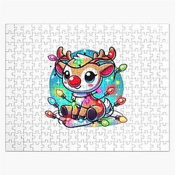 Cute Rudolph Christmas Lights Jigsaw Puzzle