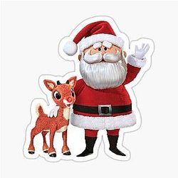 Rudolph The Red-Nosed Reindeer and Santa Claus Sticker
