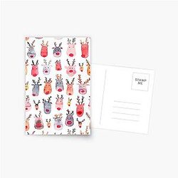 Reindeer - Winter watercolor pattern - Rudolph Postcard