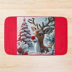 Rudolph the red nosed reindeer's cousin Red Bath Mat