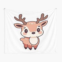 Baby Rudolph is a cute animal character for winter days tapestry