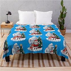 Bumble Rudolph and Santa Throw Blanket