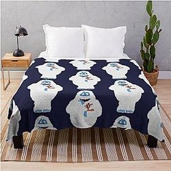 Classic Christmas Abominable Snowman with Rudolph GraphicLoveShop Throw Blanket