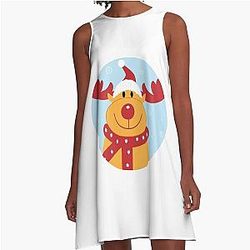 Classic Rudolph Christmas A-Line Dress