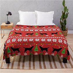Black Labrador Christmas Throw Blanket