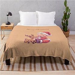 Baby Santa and Rudolph Throw Blanket