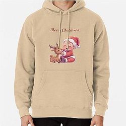 Baby Santa and Rudolph Pullover Hoodie