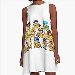 Gold Chibi Saint Seiya Knights of the Zodiac A-Line Dress