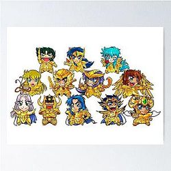 Gold Chibi Saint Seiya Knights of the Zodiac Poster