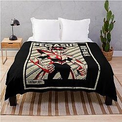 retro pegasus saint seiya andromeda art for fans throw blanket