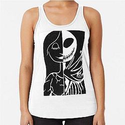Jack and Sally Black White Racerback Tank Top