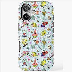 Funny SpongeBob Pattern - Squidward Patrick Mr. Crabs Plankton iPhone Tough Case