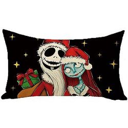 Pycat Christmas Jack Lumbar Decorative Throw Pillow Cover 12 x 20, Rectangular Outdoor Home Decor, Winter Funny Couch Cushion Case