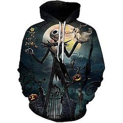 Unisex Nightmare Before Christmas Jack Sally Novelty Hoodie 3D Print Sweatshirts for Adult