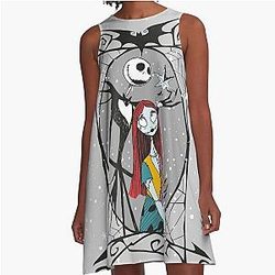 Jack Skellington and Sally Nightmare Before Christmas A-Line Dress
