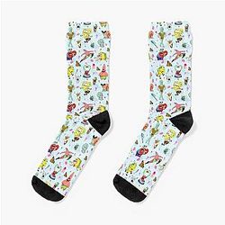 Funny SpongeBob Pattern Handsome Squareward Mr Crab Plankton Socks