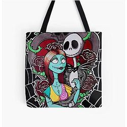 Nightmare Before Christmas Jack and Sally All Over Print Tote Bag