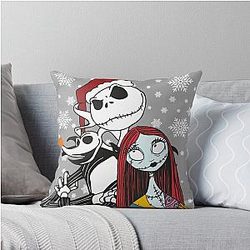 Jack Skellington, Zero and Sally - The Nightmare Before Christmas Throw Pillow